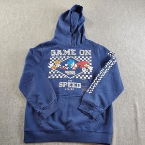 Sonic The Hedgehog Hoodie Youth Large Blue Cotton Game On Youth Hooded Pullover